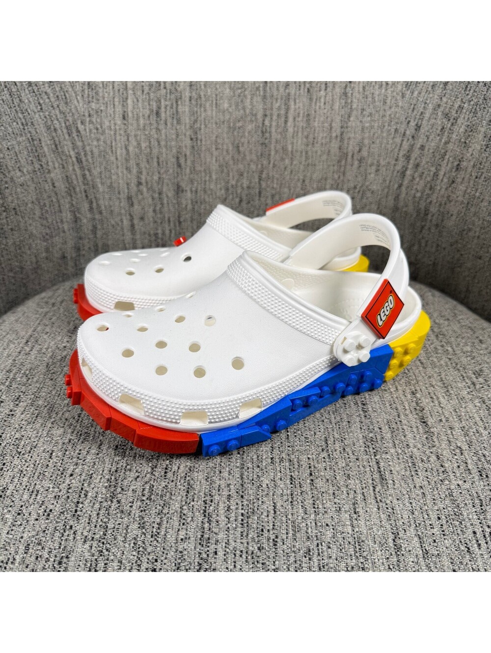 Crocs X LEGO Edition Creativity Kids Size J6 White Multi Color Brick Sole W8 M6